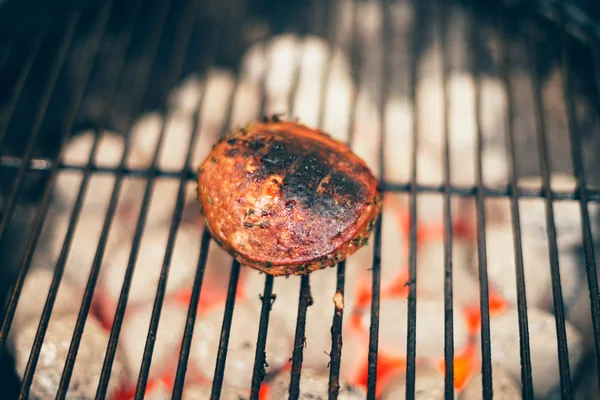 Beef steak cooking over a BBQ — Stock Photo, Image