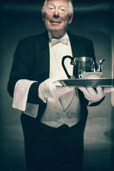 Senior Male Butler Wearing Tuxedo — Stock Photo, Image