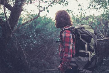 Backpacker enjoying the solitude of nature