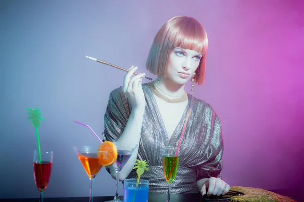 Glamorous Woman Smoking Cigarette — Stock fotografie