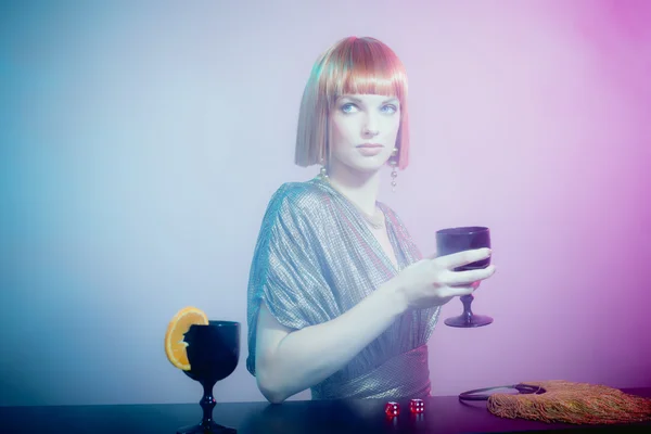 Glamorous Woman Standing at Bar — Stock fotografie