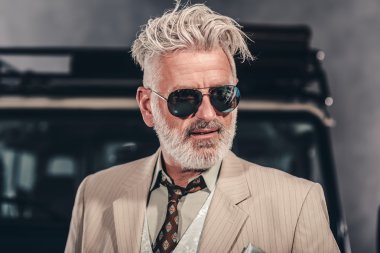 Close up Elegant Blond Guy with Sunglasses