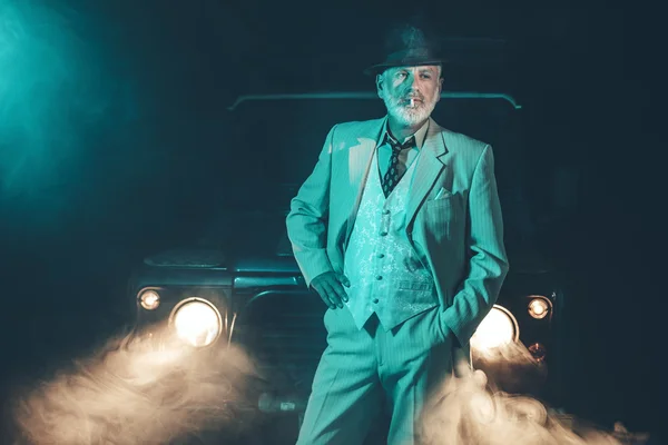 Senior Businessman Standing In Front his Vehicle — Stock Fotó