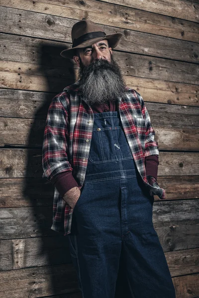 Vintage werknemer man met grijze baard — Stockfoto