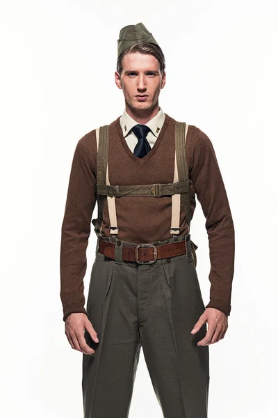 Paratrooper uniforme militaire homme de mode — Photo