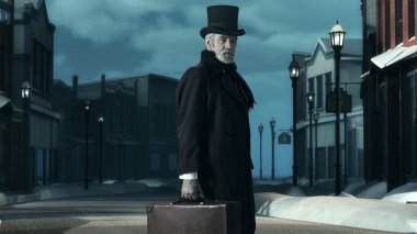 Dickens Scrooge adam eski sokak.