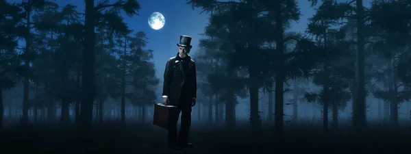 Dickens Scrooge Man with Suitcase — Stock Photo, Image