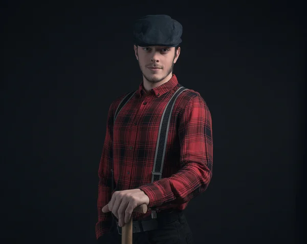 Campesino con camisa a cuadros roja — Foto de Stock