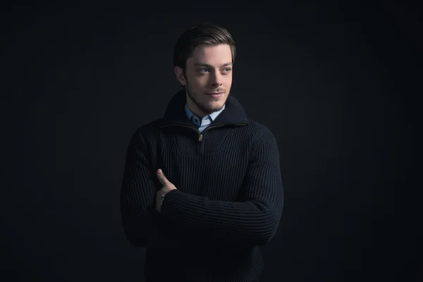 Man wearing dark winter sweater — Stock Photo, Image