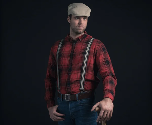 Hipster lumberjack homem da moda — Fotografia de Stock