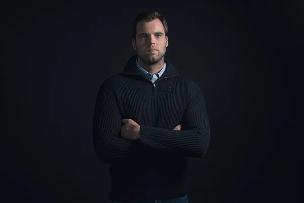 Fashionable man wearing dark sweater — Stock Photo, Image