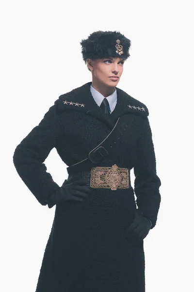 ロシアの衣装を着て女性ガード — ストック写真