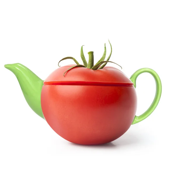 Concept tomaat theepot op witte achtergrond — Stockfoto