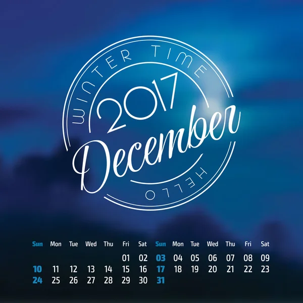 Ημερολόγιο διάνυσμα φόντο αφηρημένου χαρακτήρα. Δεκεμβρίου 2017 — Διανυσματικό Αρχείο