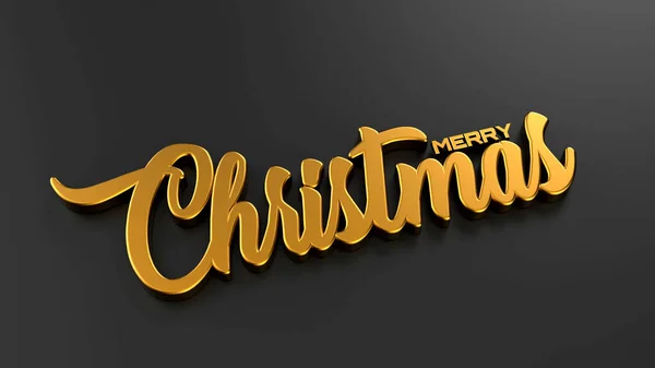 Goldener Weihnachtstext Auf Schwarzem Hintergrund Darstellung — Stockfoto