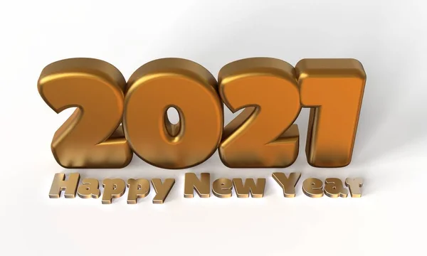 Golden Happy New Year Texte Sur Fond Blanc Rendu — Photo