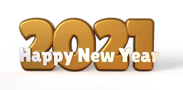 Golden Happy New Year Texte Sur Fond Blanc Rendu — Photo