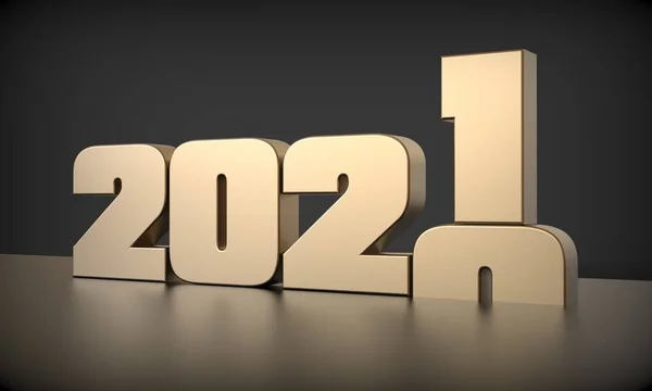 2020 Gold 2021 Változik Boldog Évet 2021 Ben Arany Fémes — Stock Fotó