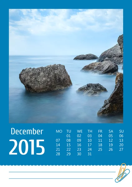 Ημερολόγιο φωτογραφιών 2015 με μινιμαλιστικό τοπίο. Δεκεμβρίου. — Φωτογραφία Αρχείου