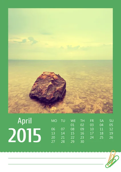 2015 Foto kalendář s minimalistickým krajiny. duben. — Stock fotografie