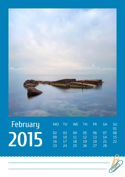 Zdjęcie 2015 kalendarz z minimalistycznym krajobraz. lutego. — Zdjęcie stockowe