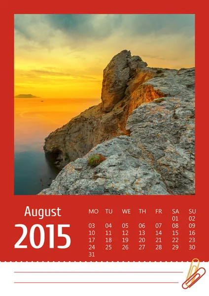 Calendario fotografico 2015 con paesaggio minimalista. Agosto . — Foto Stock