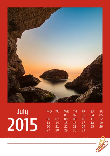 2015 photo calendar with minimalist landscape. July. — Stock Photo, Image