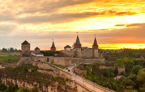 Evening City. Historic District Kamyanets-Podolsky City. Ukraine