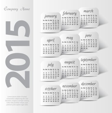 iş duvar takvimi için 2015 yılı vektörel takvim