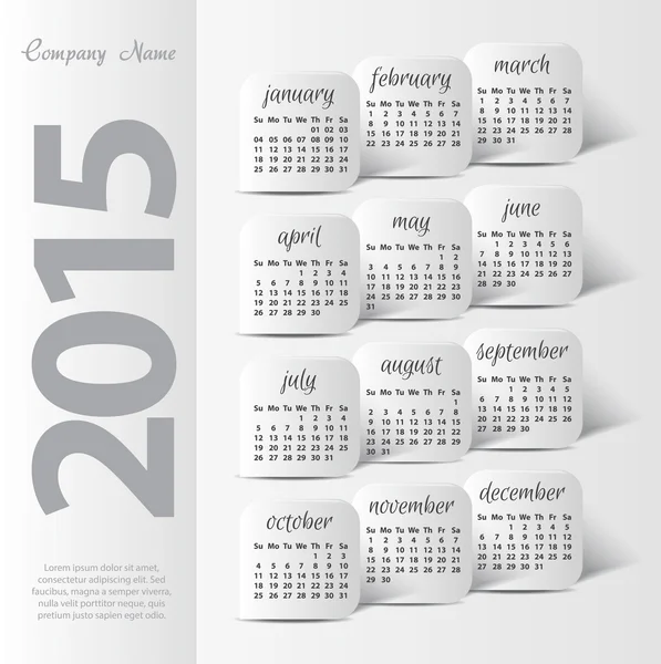 2015 año vector calendario para el calendario de pared de negocios — Vector de stock