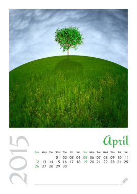 Minimalist manzara 2015 ile fotoğraf takvim. Nisan