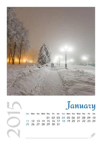 Photo calendar with minimalist landscape 2015. January — Stock Photo, Image