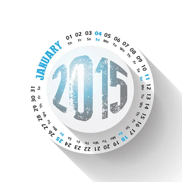 2015 year circular calendar for business wall calendar on white background. January — Stock Vector
