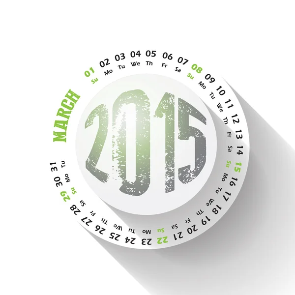 2015 jaar circulaire kalender voor zakelijke muur agenda op witte achtergrond. Maart — Stockvector