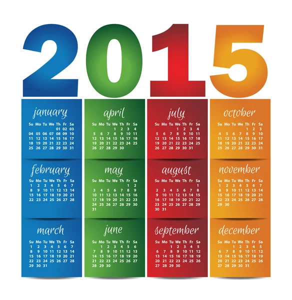 2015 年矢量业务墙上的日历的日历 — 图库矢量图片