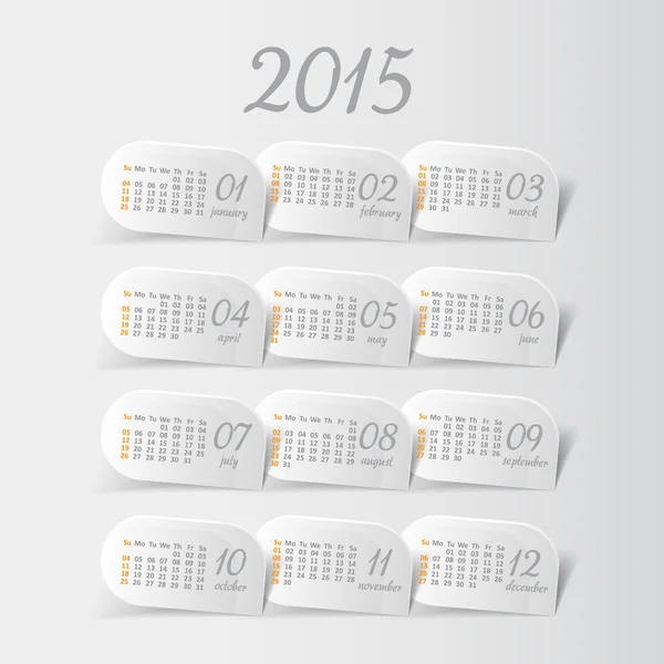 2015 year vector white calendar for business wall calendar — Stock Vector