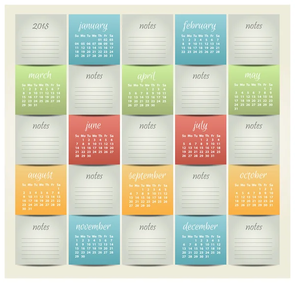 2015 vector Jaarkalender voor zakelijke wandkalender — Stockvector