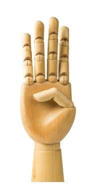 ahşap el beyaz bir arka plan üzerinde izole