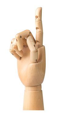 ahşap el beyaz bir arka plan üzerinde izole