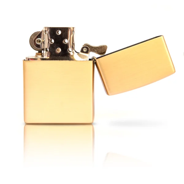 Πρότυπο του στυλ vintage χρυσού zippo ελαφρύτερα για το μαρκάρισμα σε λευκό φόντο — Φωτογραφία Αρχείου