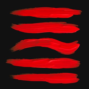 Red vector watercolor brush strokes for your design on black background clipart