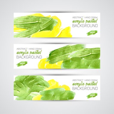 Beyaz arka plan üzerinde fırça afiş vektör soyut akrilik boyalı