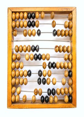 beyaz zemin üzerine eski ahşap abacus