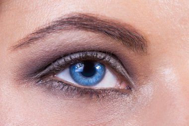 Close up of a blue woman eye
