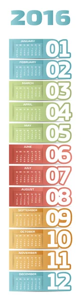 Calendario vectorial 2016 año portátil — Vector de stock