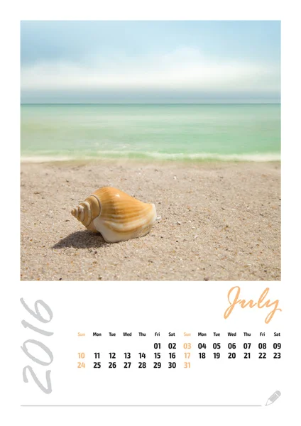 Photo calendar with beautiful minimalist landscape 2016. July