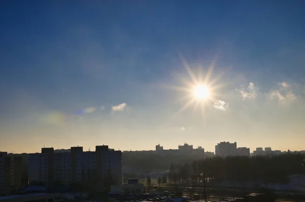 Foto Del Cielo Con Sole Mattina Città Paesaggio — Foto Stock