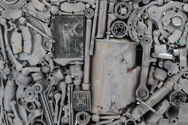 Kunstvoorwerp Grijs Metaal Auto Onderdelen — Stockfoto