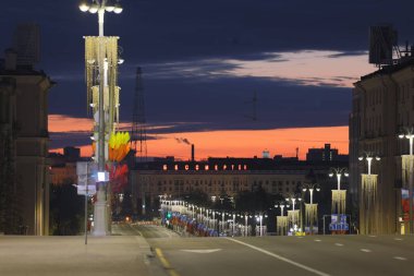 MINSK, BELARUS - MAYIS 09, 2021: fotoğraf sabahın erken saatlerinde