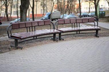City bench in an empty city